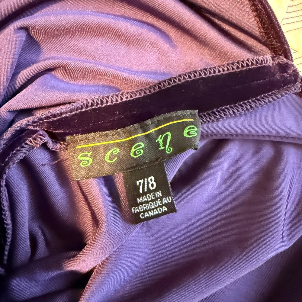Anastasia Vibes Plum Velvet Opera Gown With Shoulder Jewels - Picture 2 of 8